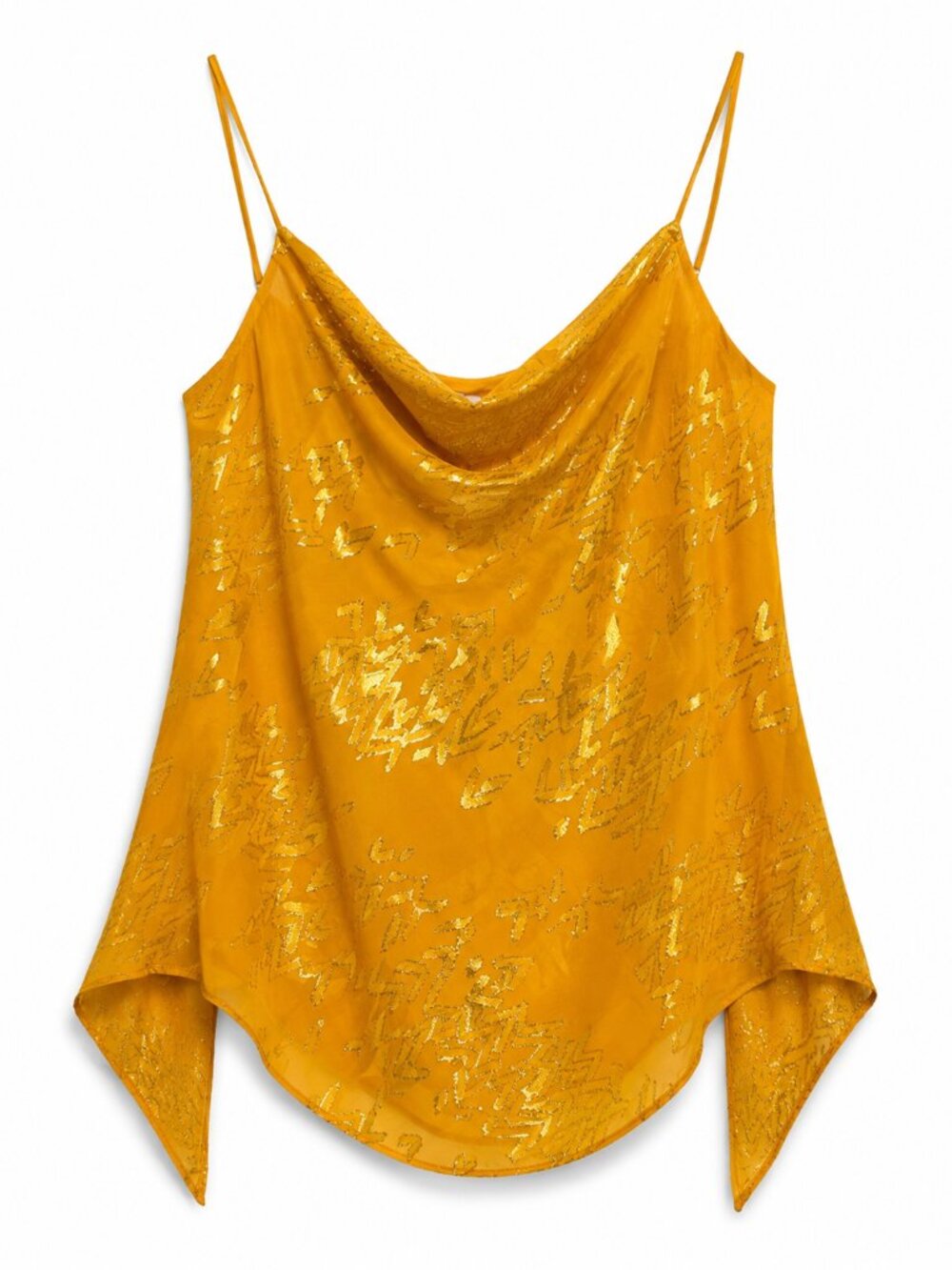 Cinq A Sept Citrine Yellow and Gold Foil Cami Size M